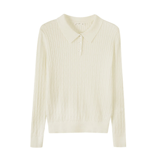 High-Neck Knit Sweater for Women, Slim Fit, Long Sleeve