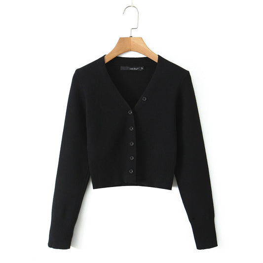 V-neck single breasted long sleeved top